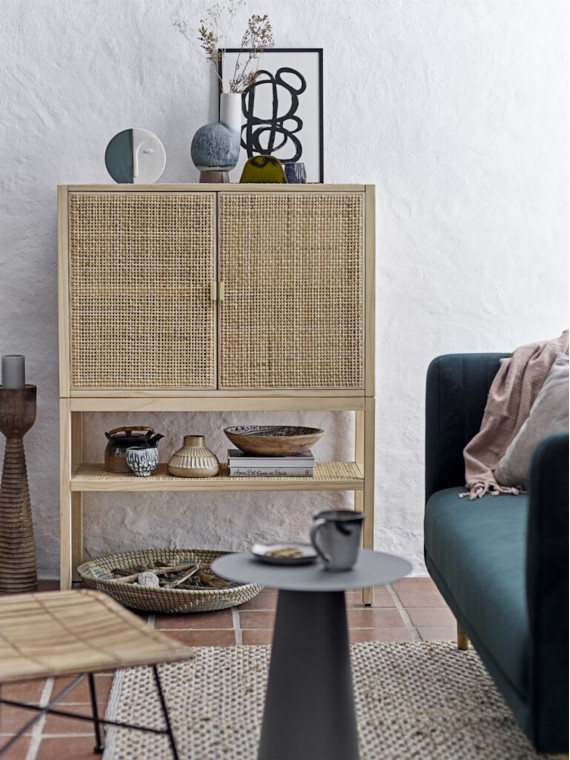 Armoire en pin et rotin naturel Sanna, Bloomingville