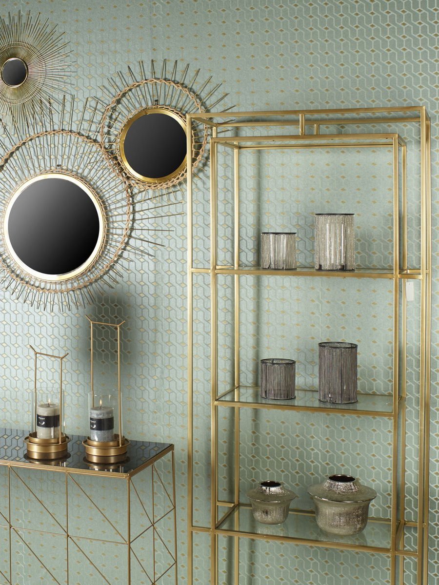 Etagère Art déco en métal doré, Emy