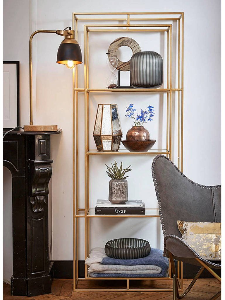 Etagère Art déco en métal doré, Emy