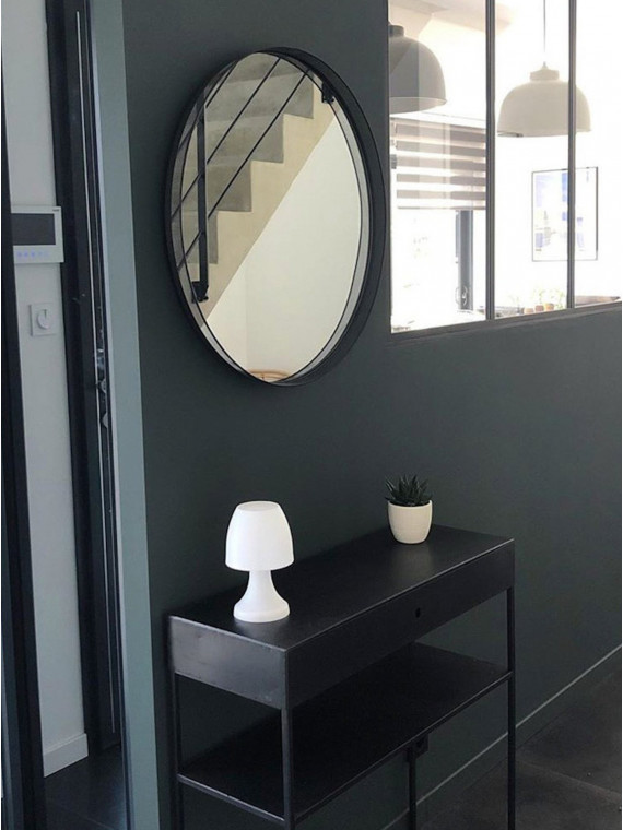 Black metal console with drawer, Zen
