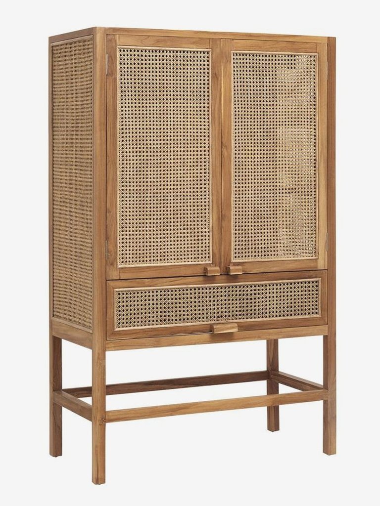 Armoire en teck et rotin naturel, Merge Nordal