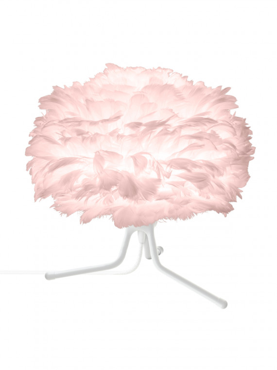 UMAGE - White tripod lamp with pink goose feather, Eos mini
