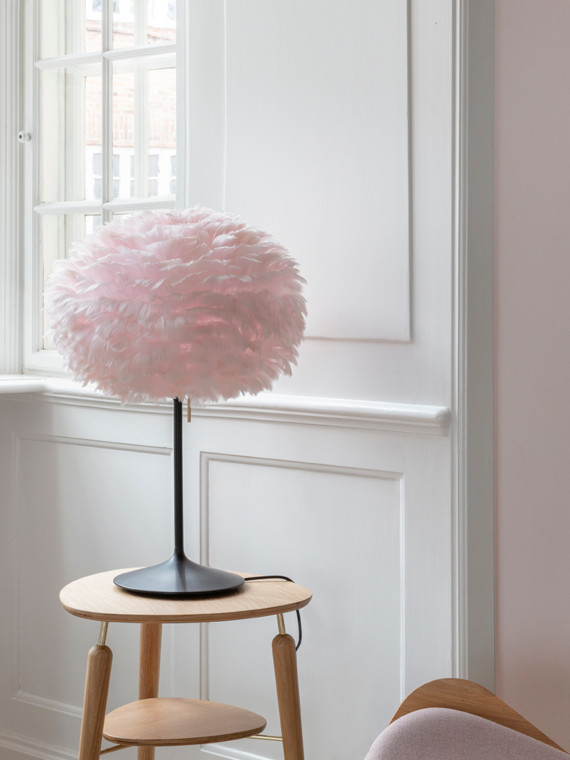 UMAGE - Lampe en plume d'oie, Eos médium rose et Champagne Table noir - MBS Design