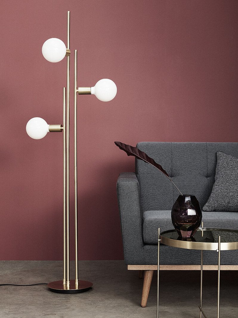 Hubsch Lampadaire 3 lumières en laiton, Ulrik