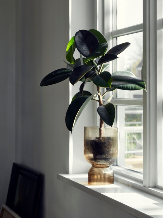 Nordal - Vase bougeoir en verre ambré, Riva L