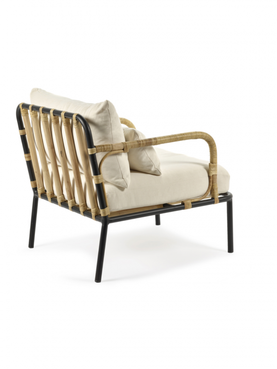 Fauteuil d'extérieur blanc en rotin et métal, Capizzi Serax