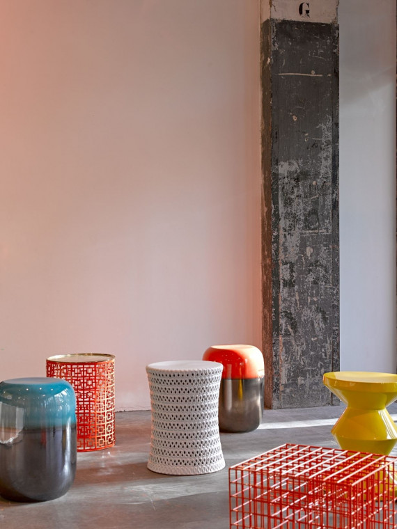 Tabouret en céramique bleu dégradé Aniek pols potten