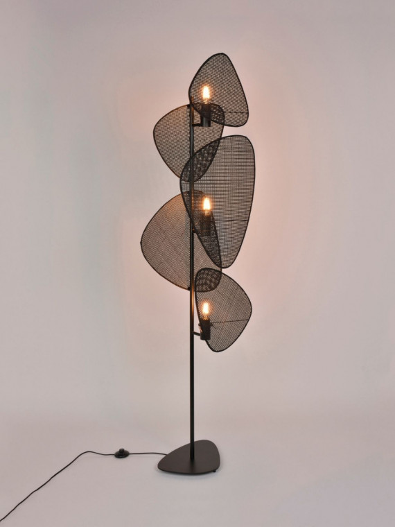 Market Set Lampadaire screen en cannage noir