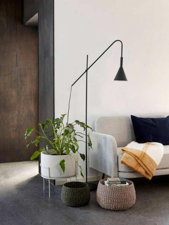 Lampadaire Rope Hubsch en metal noir