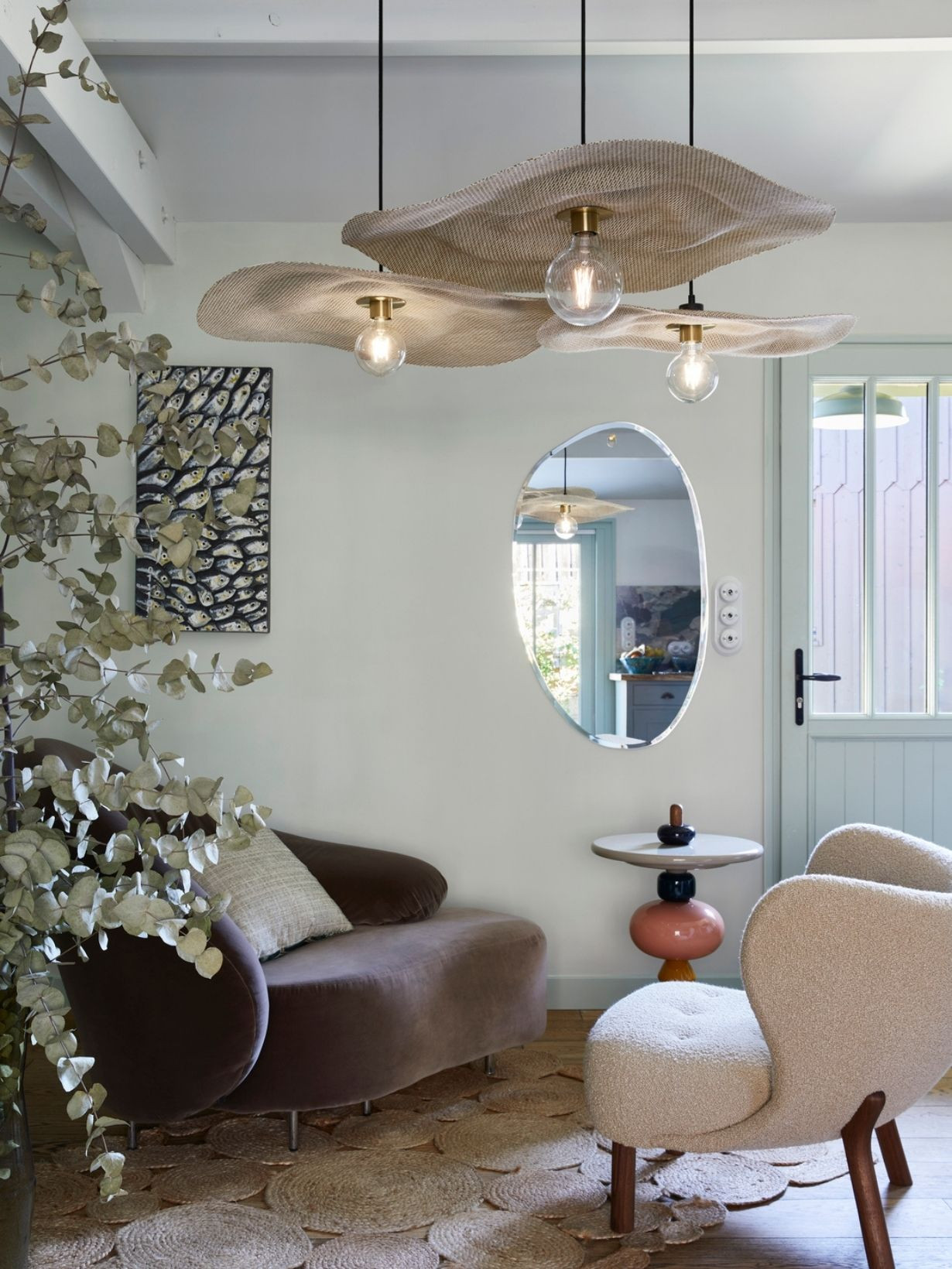 Suspension lumière avec abat-jour en matière Varian, Rivage
