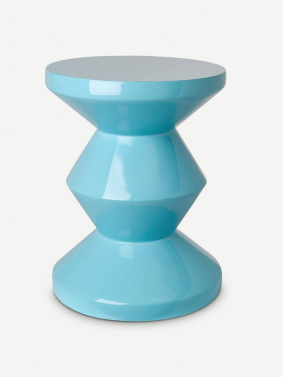 Tabouret laqué bleu ciel, Zig Zag