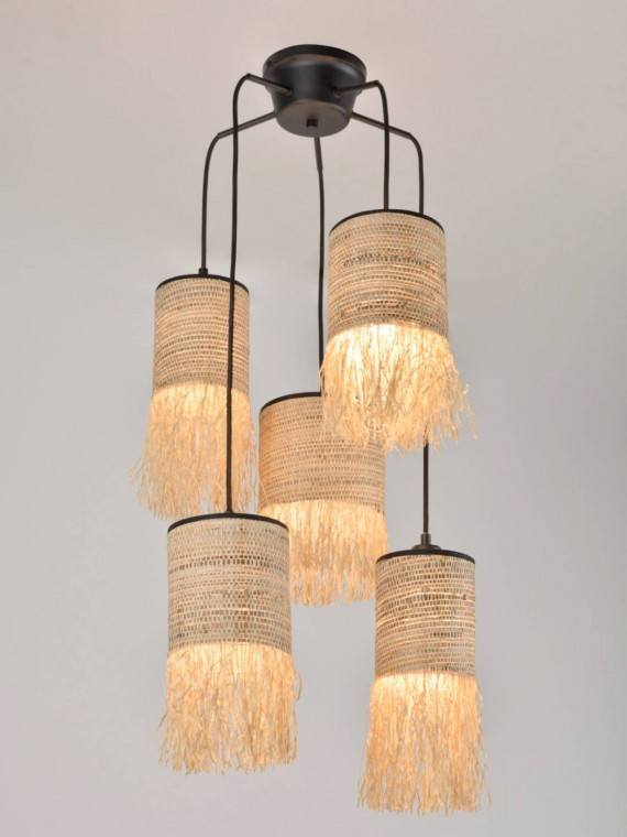 Suspension en raphia et bana, Formentera grappe 5L Market Set