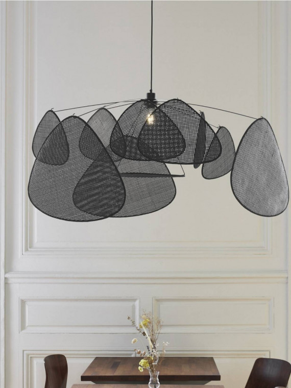 Black woven rattan hanging lamp, Screen XL
