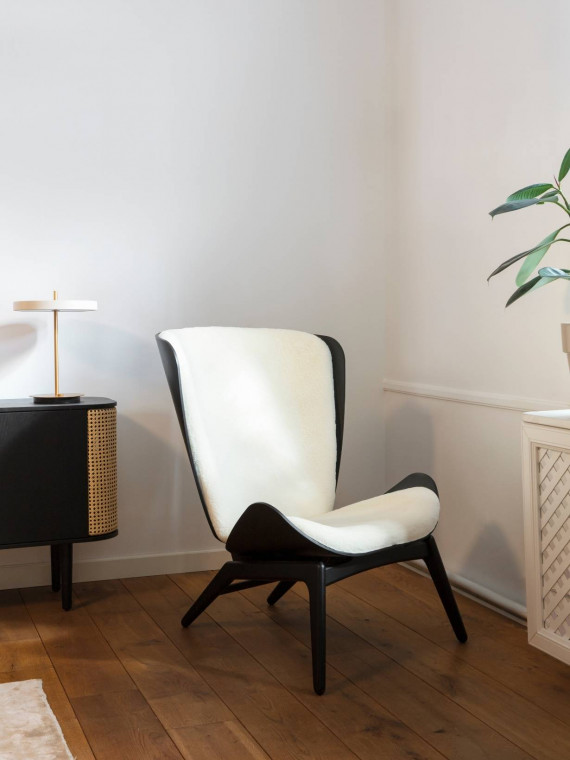 Fauteuil en chêne tissu blanc, The Reader Umage
