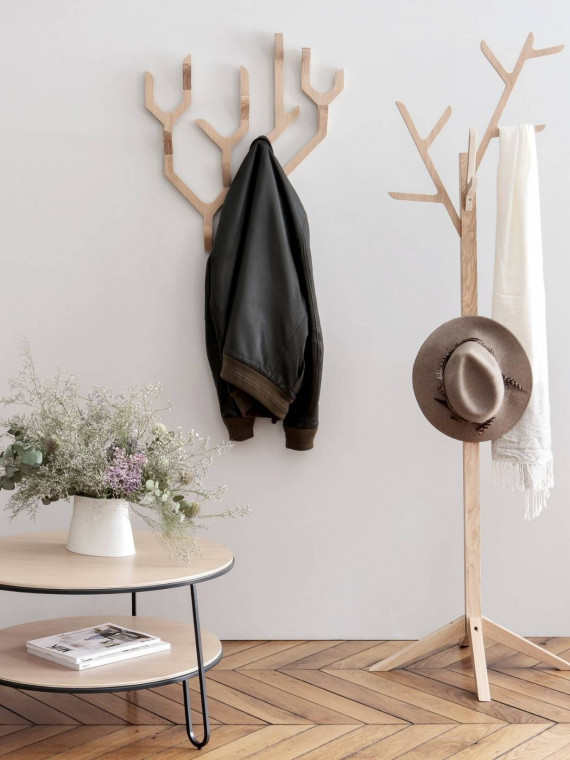 Coat rack on foot in oak, Ambroise
