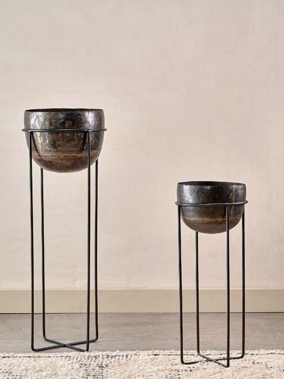 Lot de 2 cache-pots en fer recyclé, Endo Nkuku