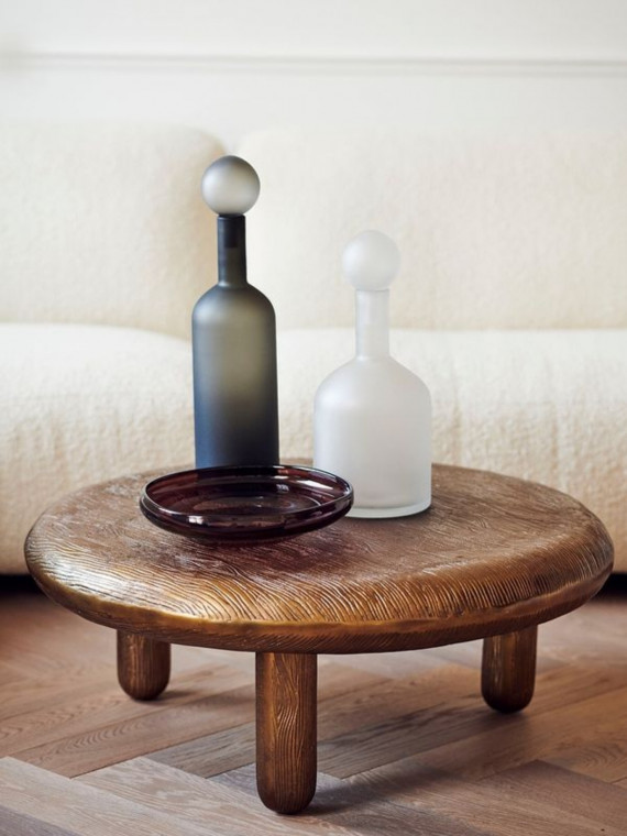 Table basse dorée en aluminium nervuré, Thick Disk Pols Potten