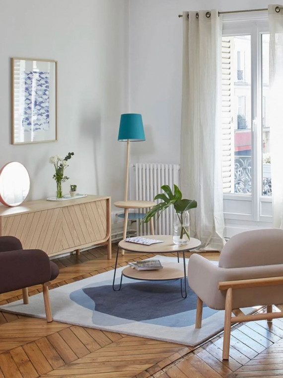 Tapis en laine vert et bleu Serge Harto