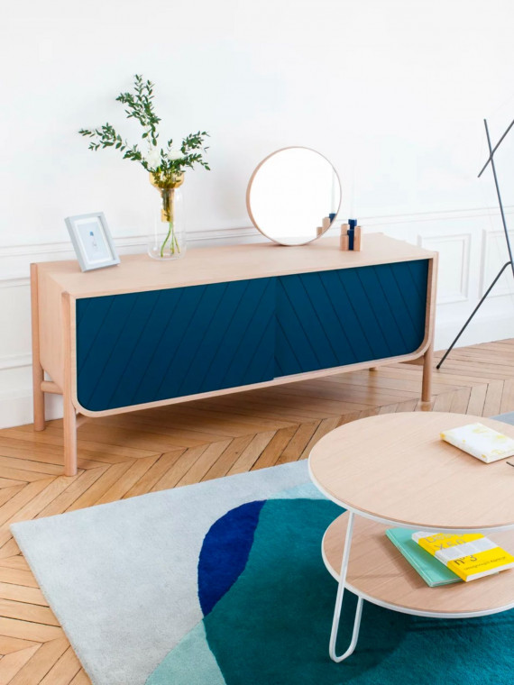 Buffet en chêne naturel bleu pétrol 155cm Marius Hartô
