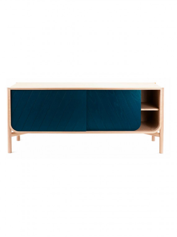 Buffet en chêne naturel bleu pétrol 155cm Marius Hartô