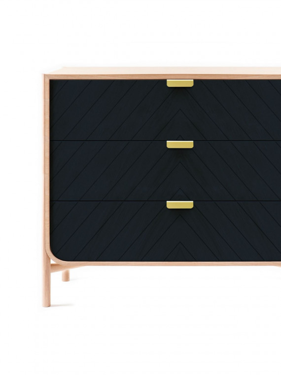 Natural oak chest of drawers petrol blue, Marius