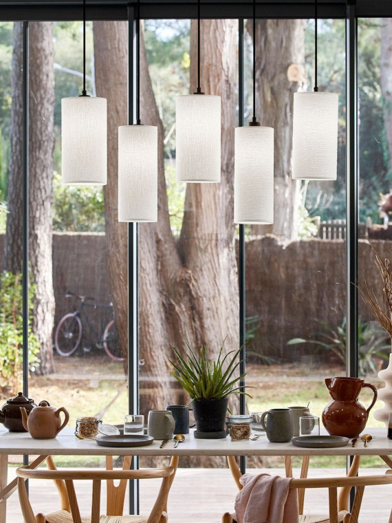 Suspension en métal et tissu 5 lumières, Cosiness 5L Market set