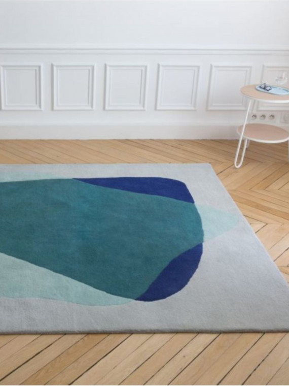 Wool carpet green and blue, Serge Hartô