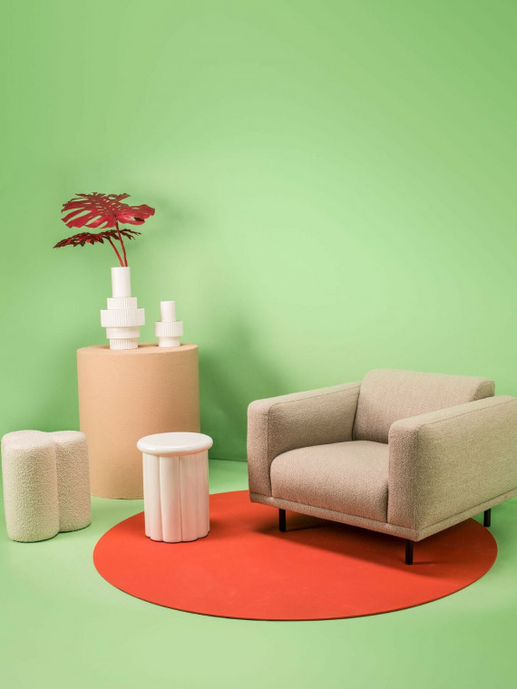 Fauteuil Teddy lounge en tissu bouclette  Beige Pols Potten