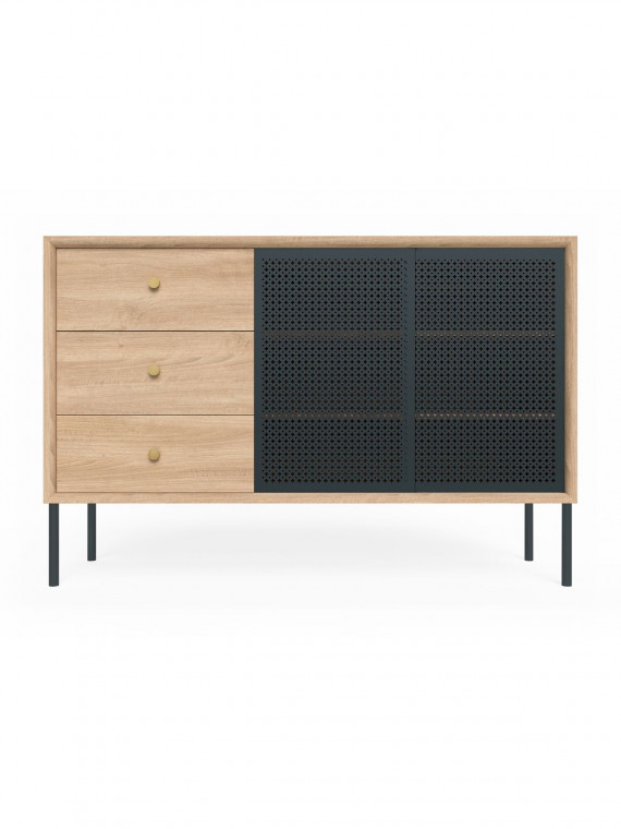 Buffet haut Gabin en chêne et métal gris anthracite Harto