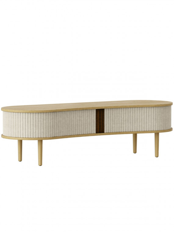 Banc TV Audacious en chêne clair textile sable