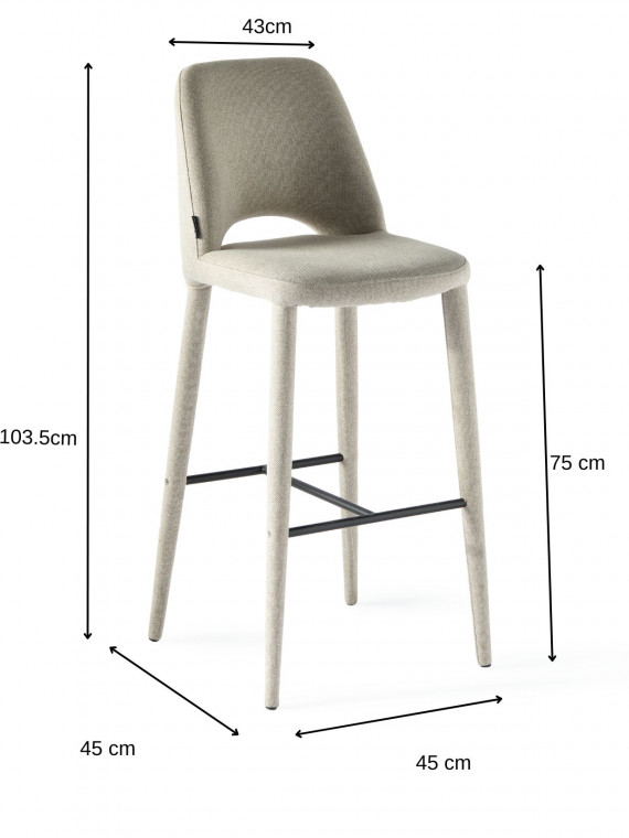 chaise de bar écru en tissu, holy