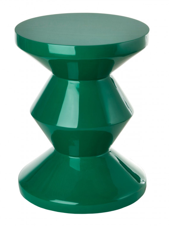 Pols Potten Tabouret Zig Zag laqué vert émeraude