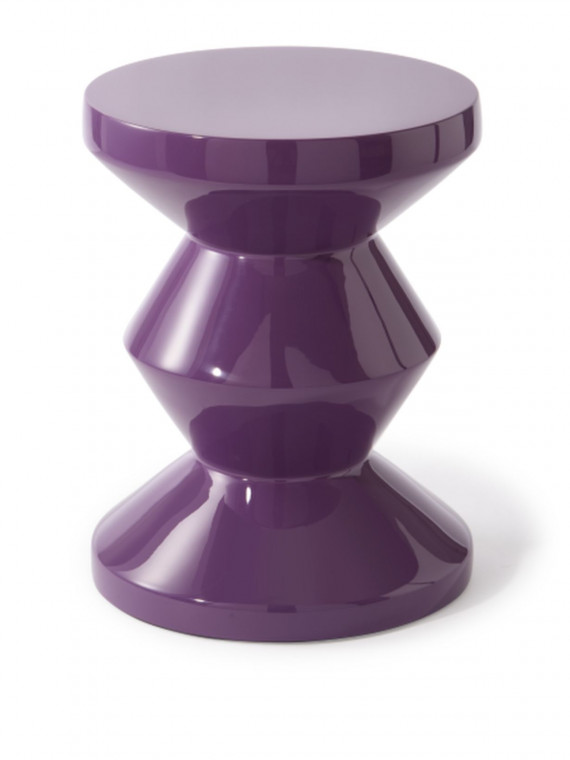 Pols Potten Tabouret laqué violet foncé, Zig Zag