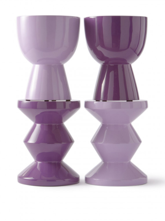 Pols Potten Tabouret laqué violet foncé, Zig Zag