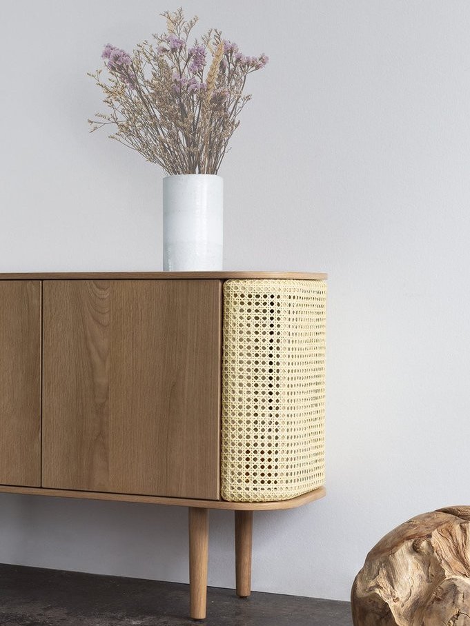 UMAGE - Oak and rattan cabinet, Treasures 3 doors - MBS Design