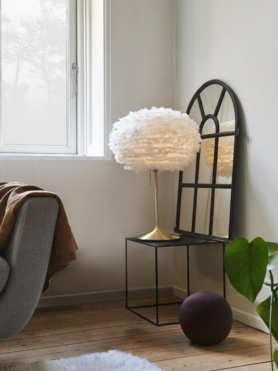 UMAGE - Lamp in goose feather, Eos medium white and champagne table gold - MBS Design