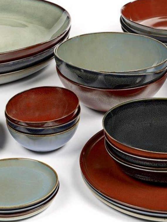 Assiettes plates en grès x4, Terres de Rêves Serax